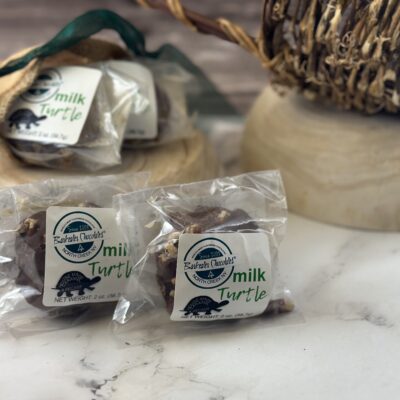 packaged milk turtles with burlap sack