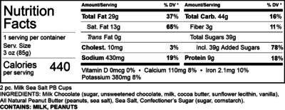 Milk Chocolate PB Cups with Sea Salt Nutrition
